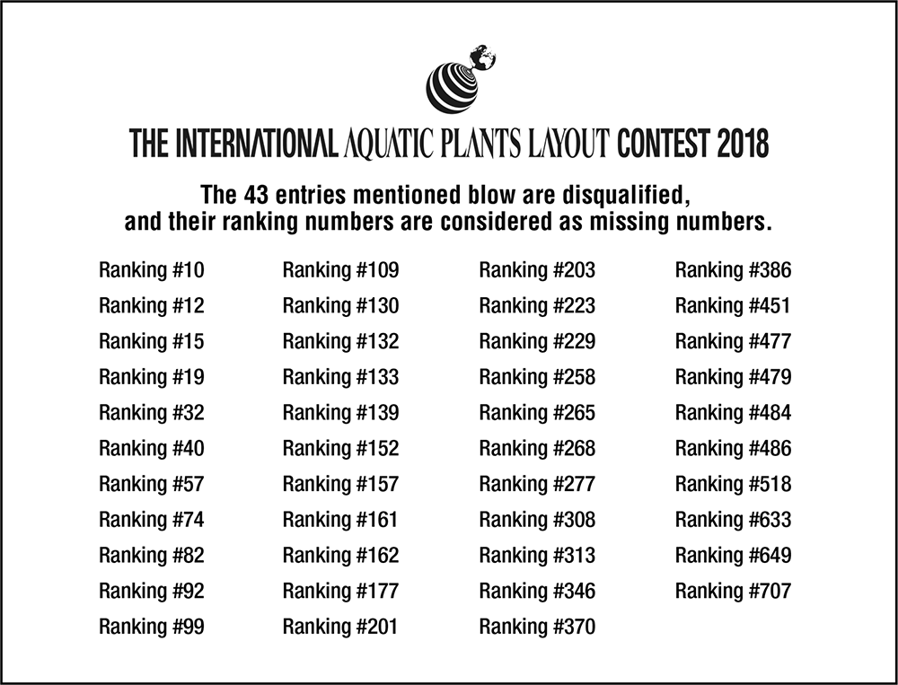 The International Aquatic Plants Layout Contest 2018 - Contest entry disqualification announcement